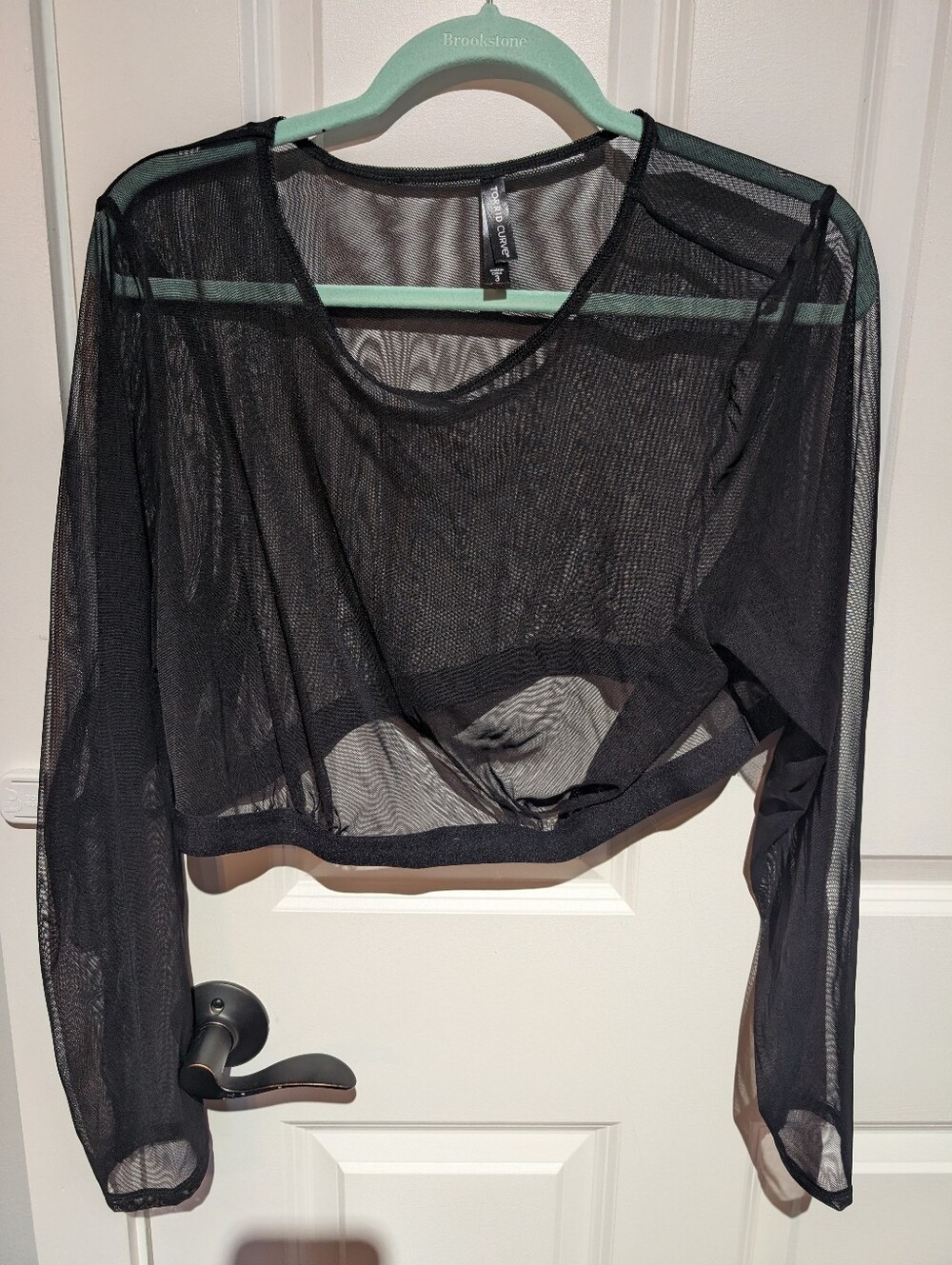 Torrid Sheer Mesh Black Crop Top 3x Goth Alt